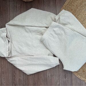 TNA Heather Light Oatmeal Hoodie and Sweatpants Set